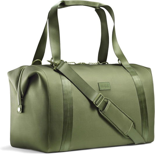 Fit & Fresh Premium Neoprene Weekender Bag With Trolley Sleeve - Large Overnight, Carry-on, Duffel, Gym, and Hospital Bag for Labor & Delivery
