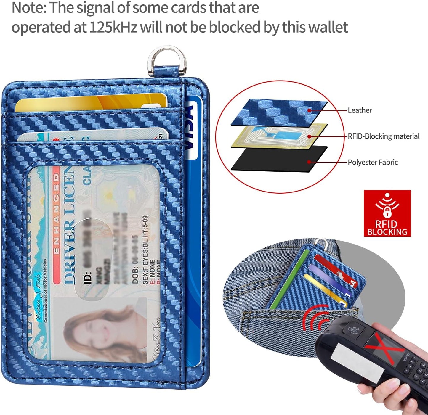 EcoVision Slim Minimalist Front Pocket Wallet, RFID Blocking Credit Card Holder Wallet with Detachable D-Shackle for Men Women