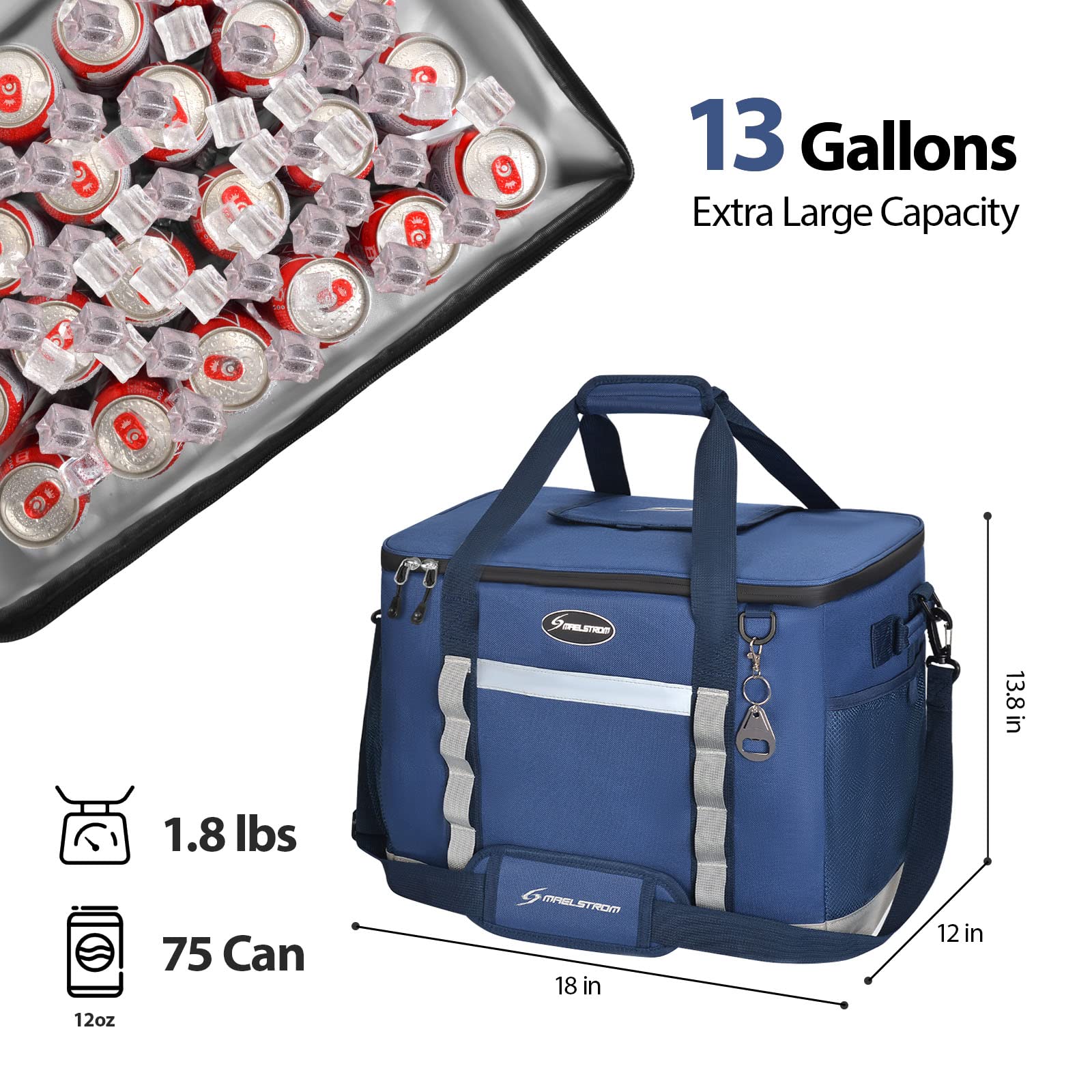 Maelstrom 75Can Soft Cooler Bag, Portable Beach Cooler with Flip-top Access