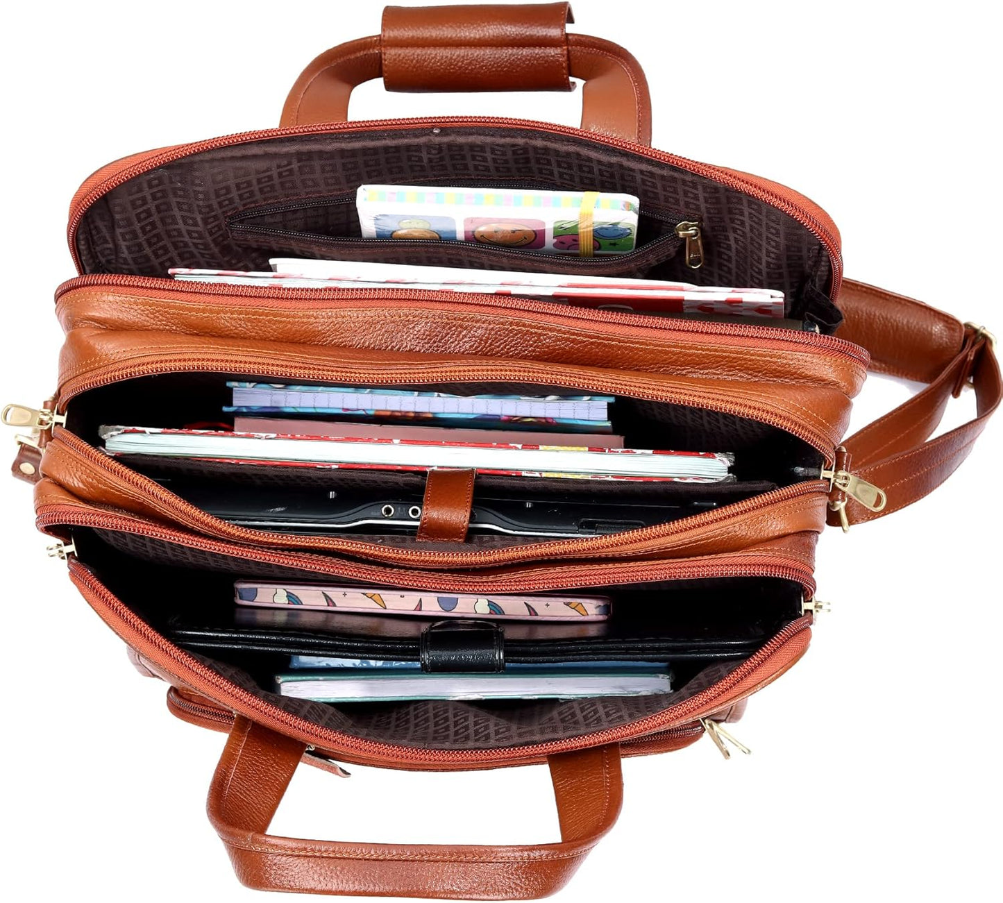 Full Grain Leather 16 Inch Briefcases Laptop Shoulder Bags for Men and Women Business Work Bag Leather Satchel Bag