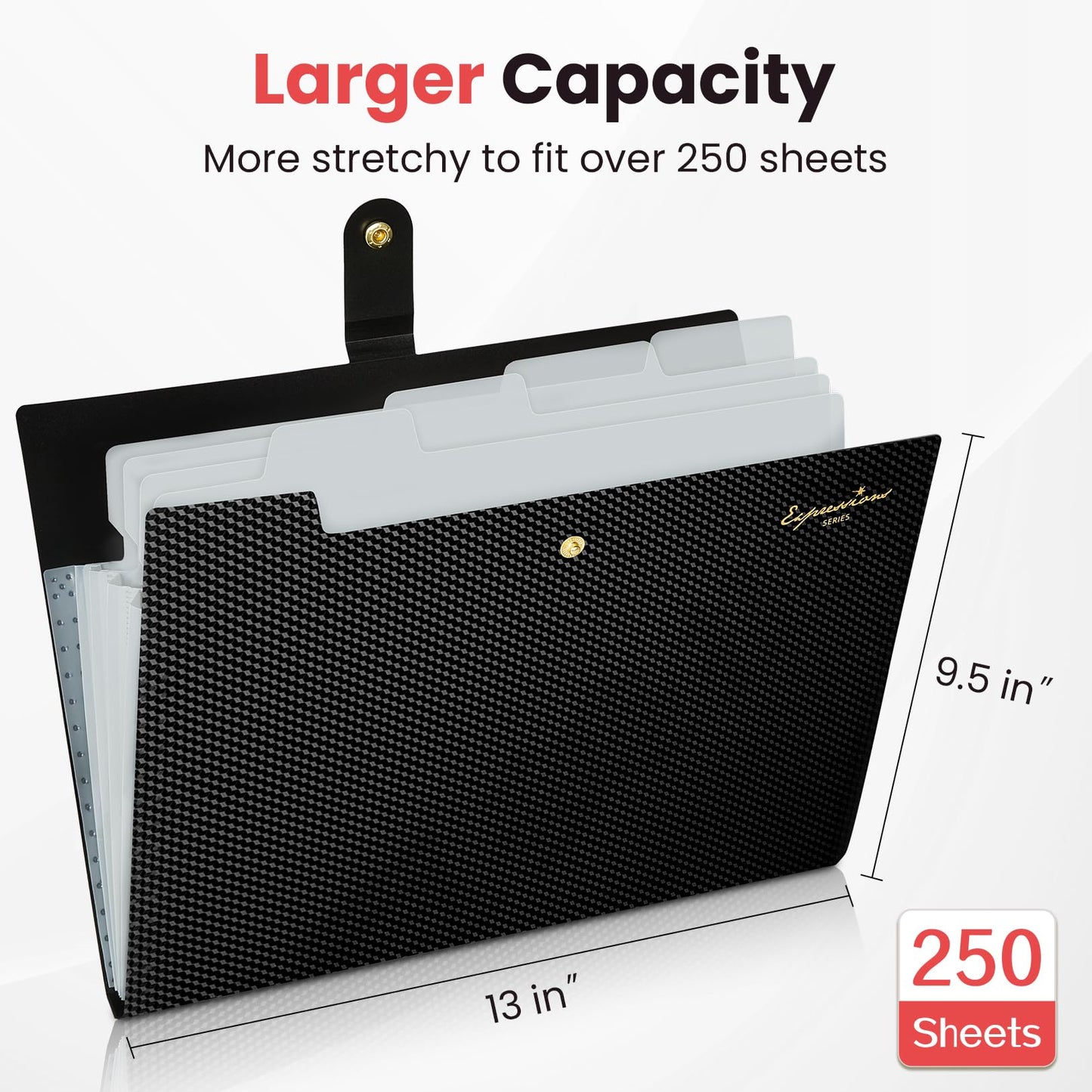 Sooez Accordion File Organizer, Expanding File Folder with Label, 5 Pocket