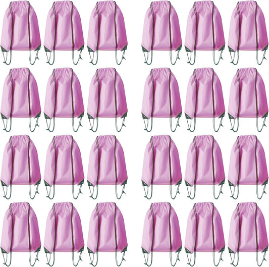Drawstring Backpack Bulk 24Pcs Draw String Backpack Bags DIY Gym Sports Traveling Yoga Cinch Bag Sackpack Drawstring(pink)