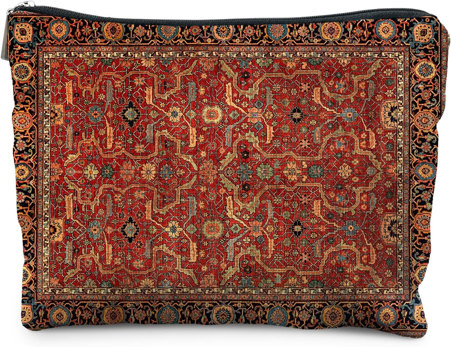Vintage Boho Tribal Makeup Bag, Traditional Red Rug Style Makeup Bag, Vintage Retro Ethnic Pattern Cosmetic Bag Gifts for Women Friends
