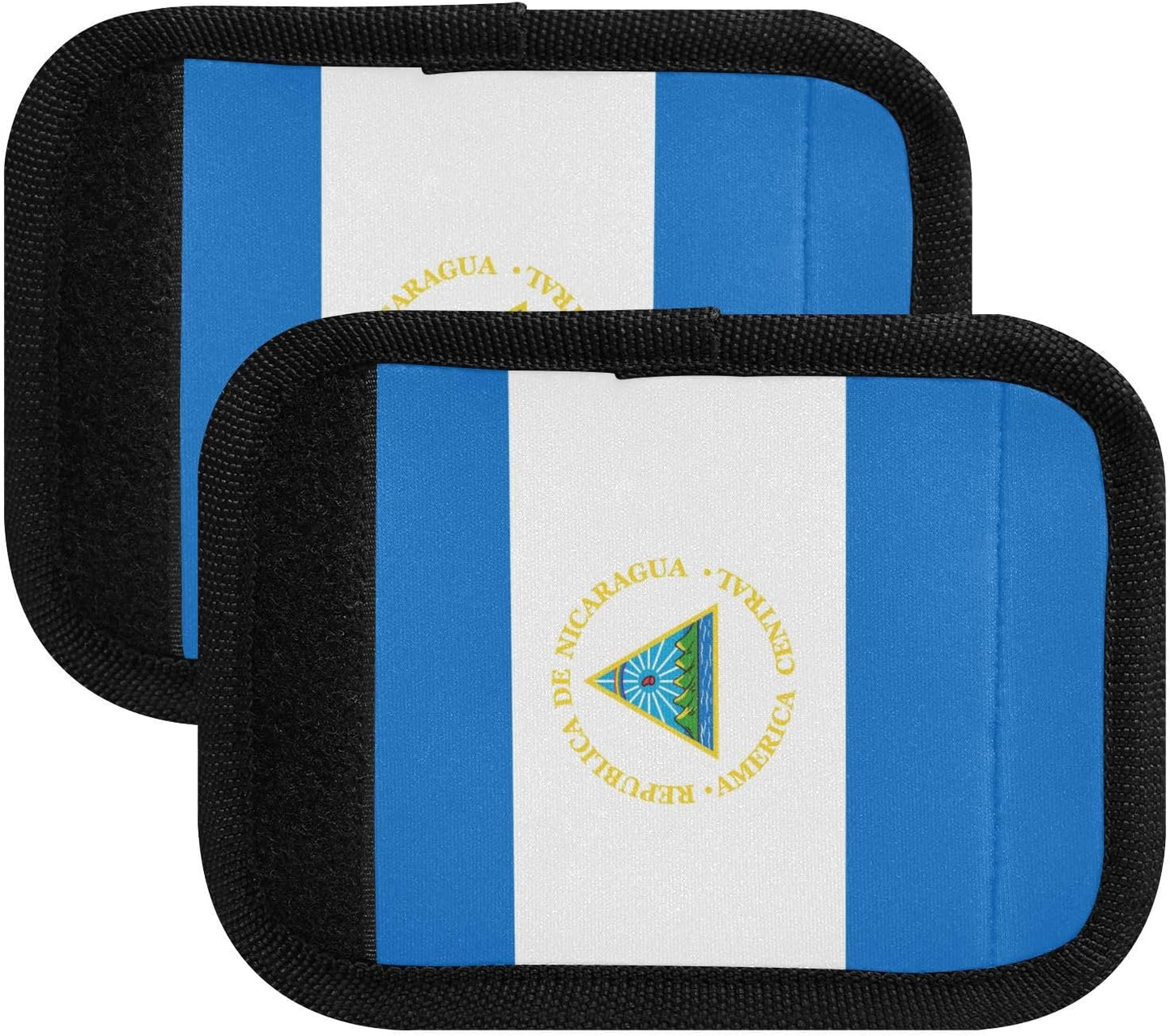 Nicaragua Flag 2 Pack Luggage Handle Wrap for Suitcase Luggage Identifier Travel Tags Handle Protection Sleeve Cover