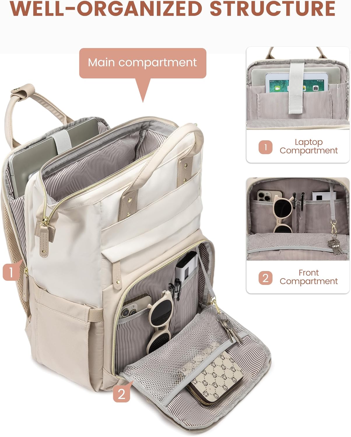 LOVEVOOK Laptop Backpack for Women, 15.6'' Waterproof Nurse Bag Teacher Work Backpack Purse for Women, Travel Computer Backpack for College Office Business Ladies