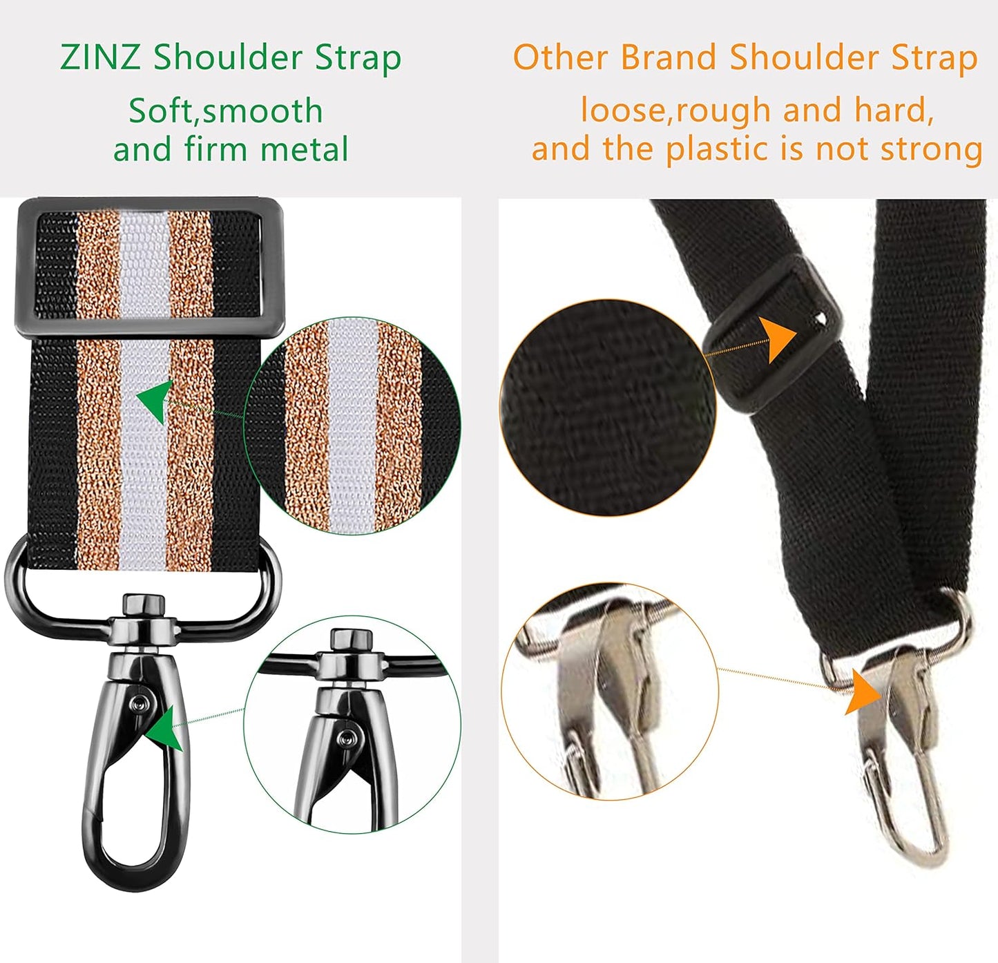 ZINZ Bag Shoulder Strap, Padded Adjustable Shoulder Strap Replacement