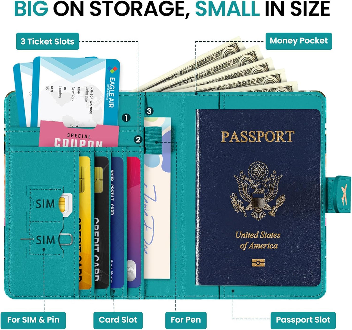 Passport Holder for Travel Essentials, RFID Blocking Leather Cover Wallet with Magnetic Closure, Aesthetic & Cute Passport Book Case for Women and Men - Oil