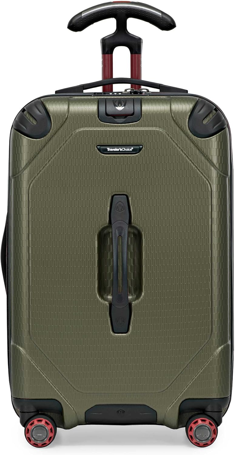 Traveler's Choice Maxporter II Hardside Polycarbonate Suitcase with Spinner Wheels, TSA Lock, Green, 22" Carry-On Luggage