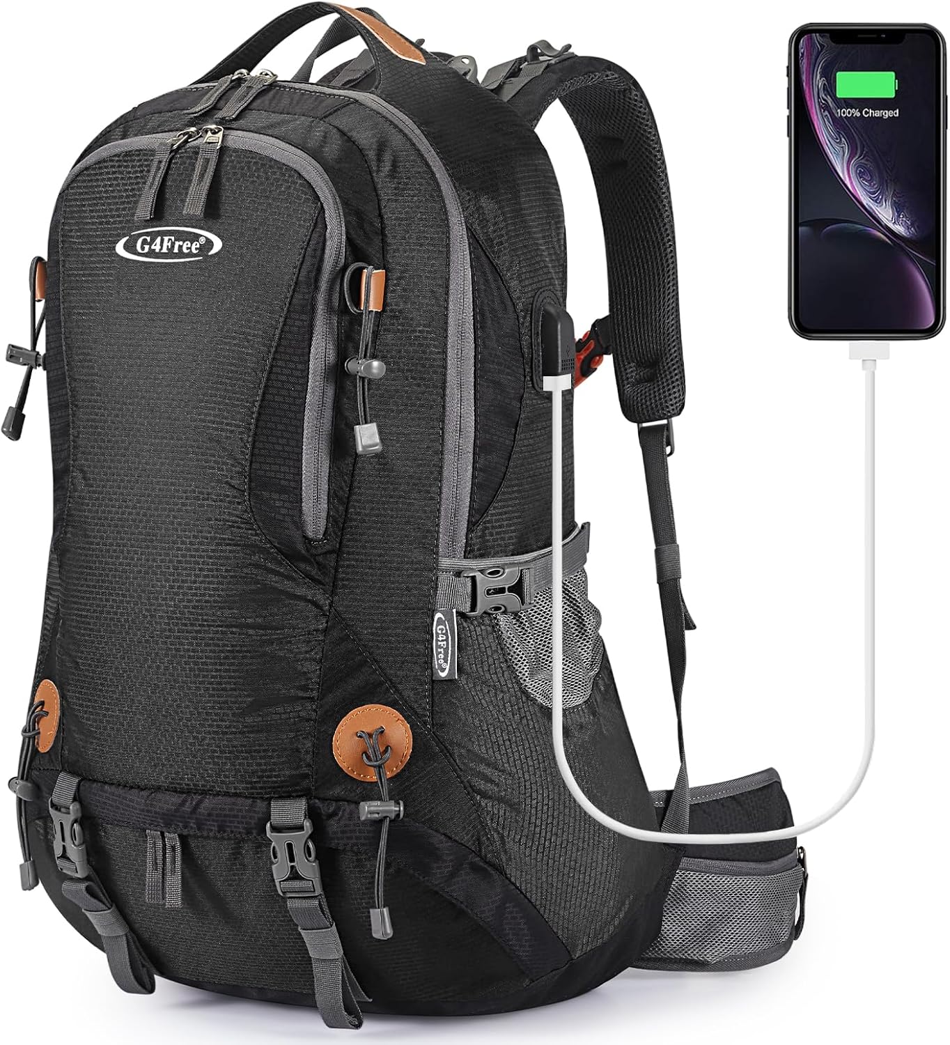 G4Free 50L Hiking Backpack Waterproof Daypack Outdoor Camping Climbing Backpack with Rain Cover for