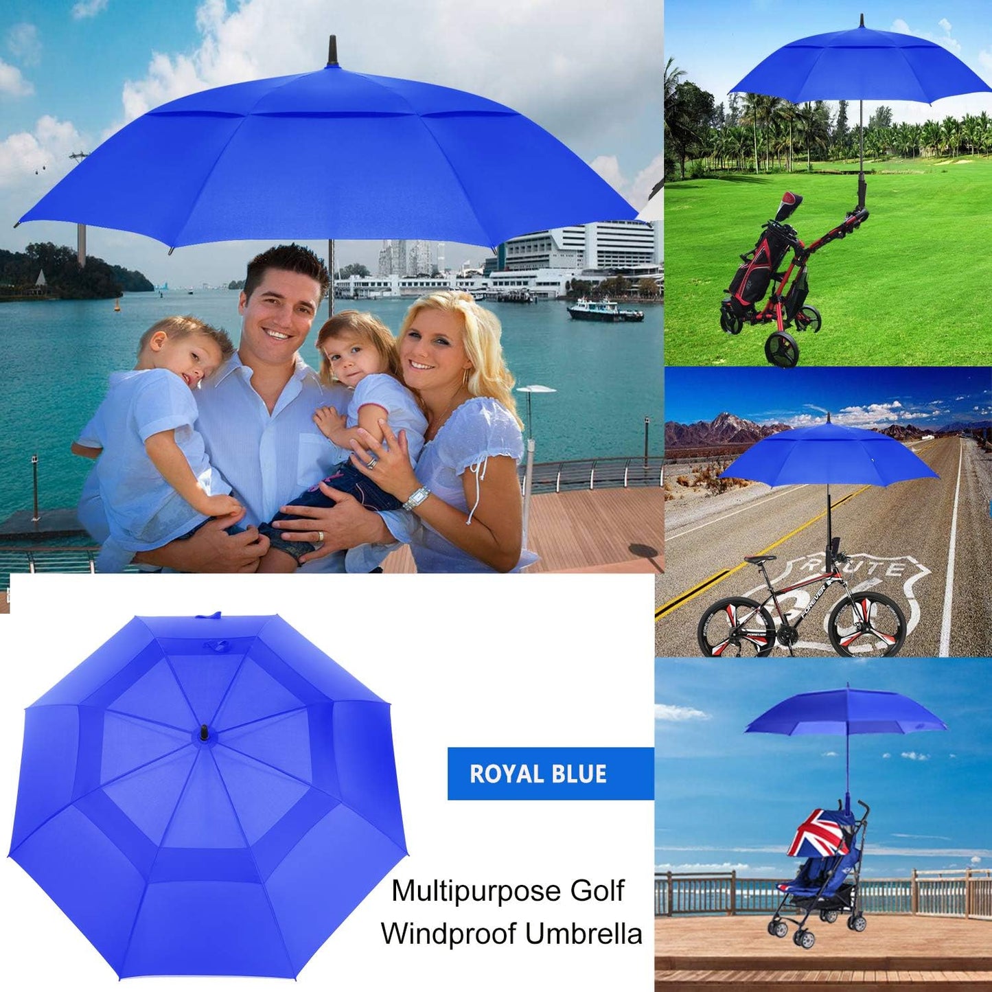 MRTLLOA Extra Large Golf Umbrella, 54/62/68/72 Inch Automatic Open, Oversize Double Canopy Vented Windproof Waterproof Sports Umbrellas for Rain
