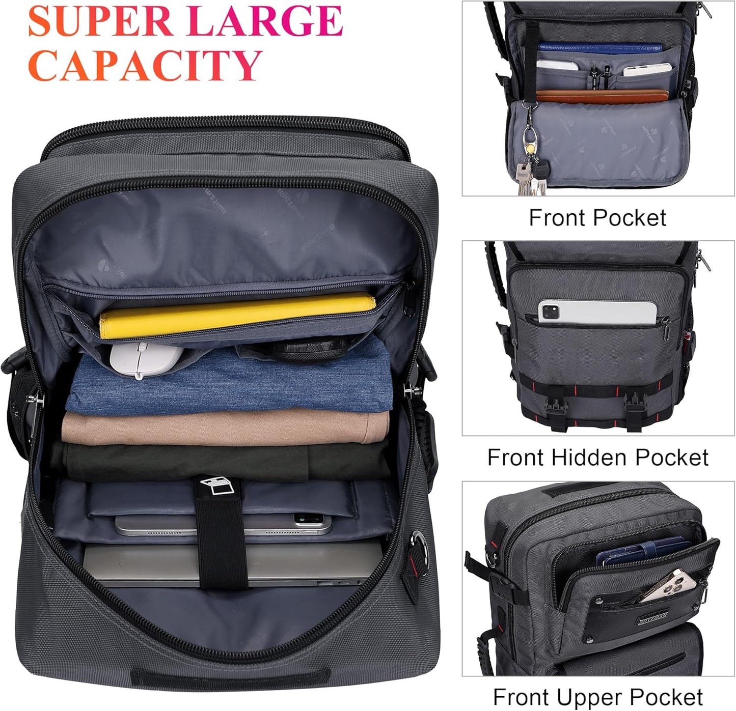 WITZMAN Carry On Travel Backpack for Men Duffle Bags Fit 17 Inch Laptop Airline Approved Laptop