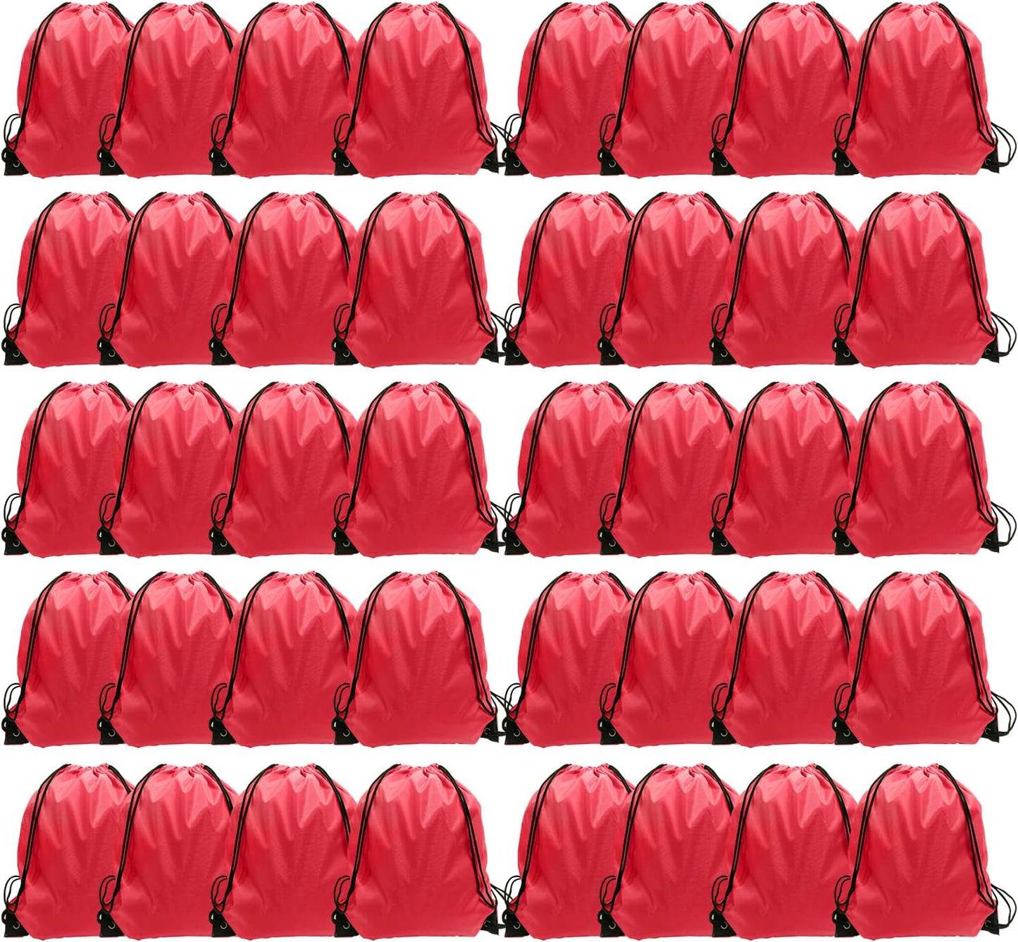GoodtoU Drawstring Backpack, Nylon Cinch Sack Gym Bag for Sport, Traveling, Team (40Pcs, Cherry)