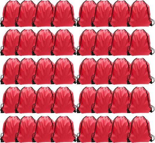GoodtoU Drawstring Backpack, Nylon Cinch Sack Gym Bag for Sport, Traveling, Team (40Pcs, Cherry)