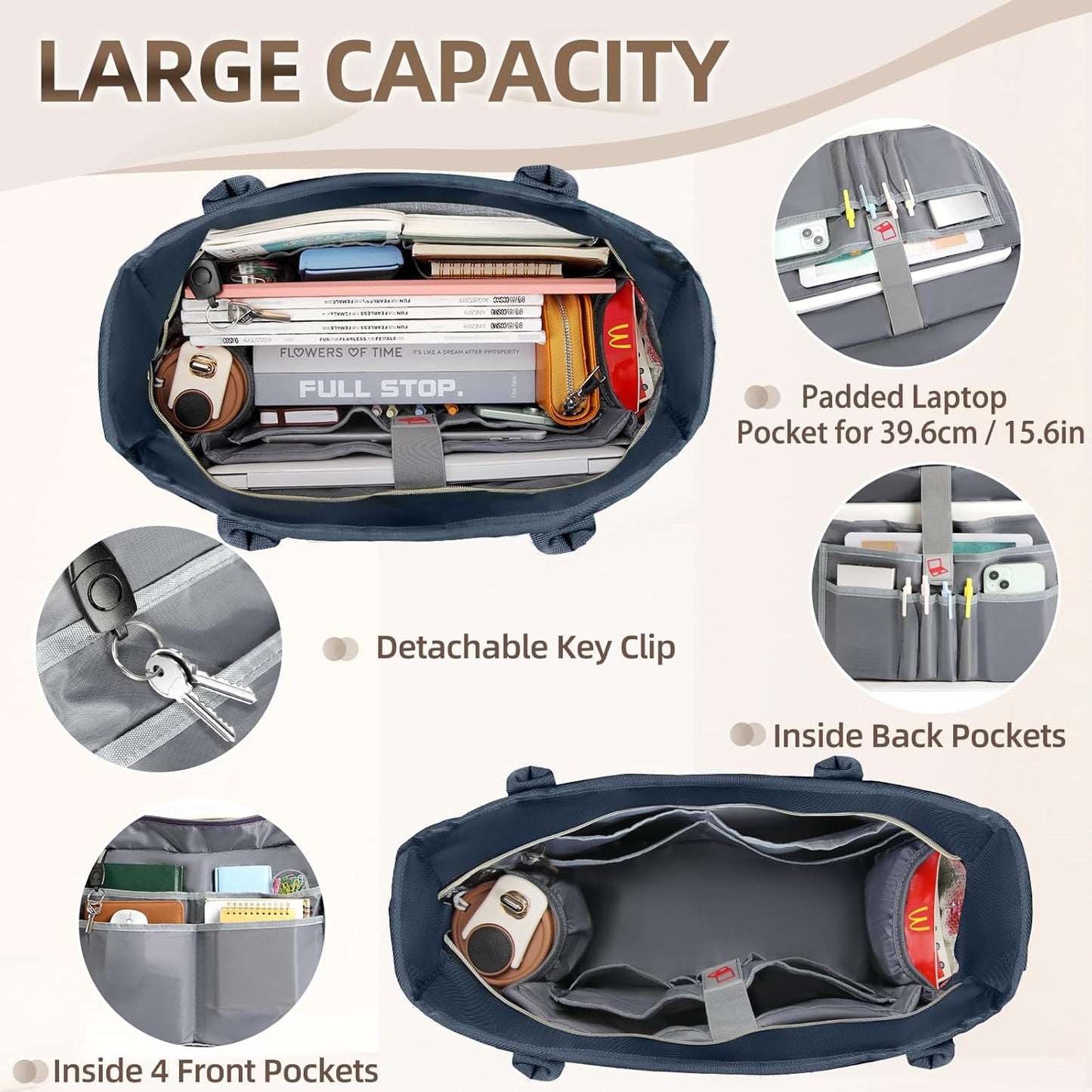 RAINSMORE Laptop Bag for Women 15.6 Inch Work Teacher Tote Nurse Bag Professional Laptop Tote Computer Messenger Shoulder Bags Large Handbag Business Office Work Briefcase
