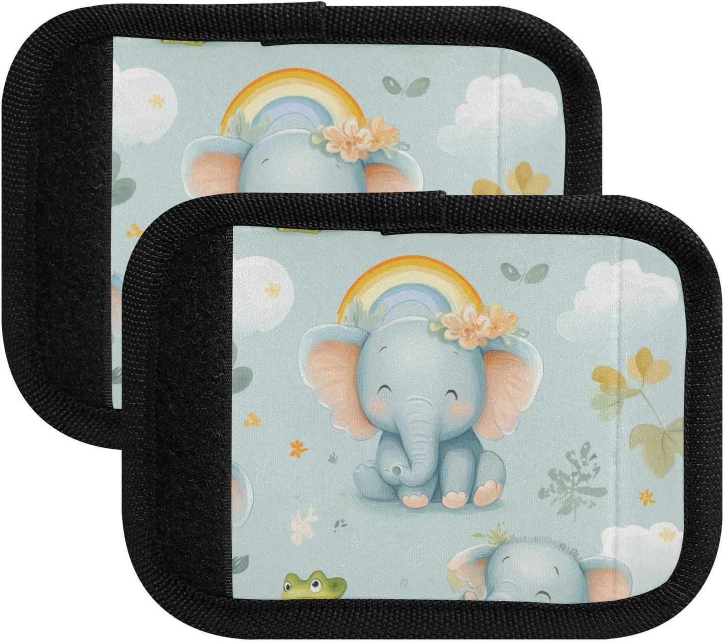 Boho Elephants Frog Green 2 Pack Luggage Handle Wraps Covers for Suitcase Identifiers Bag Tags Travel Accessories