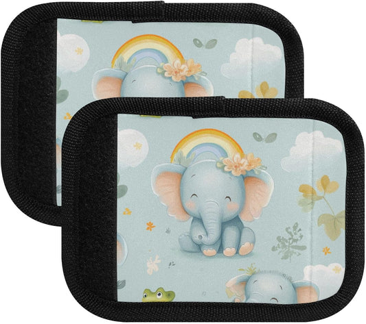 Boho Elephants Frog Green 2 Pack Luggage Handle Wraps Covers for Suitcase Identifiers Bag Tags Travel Accessories