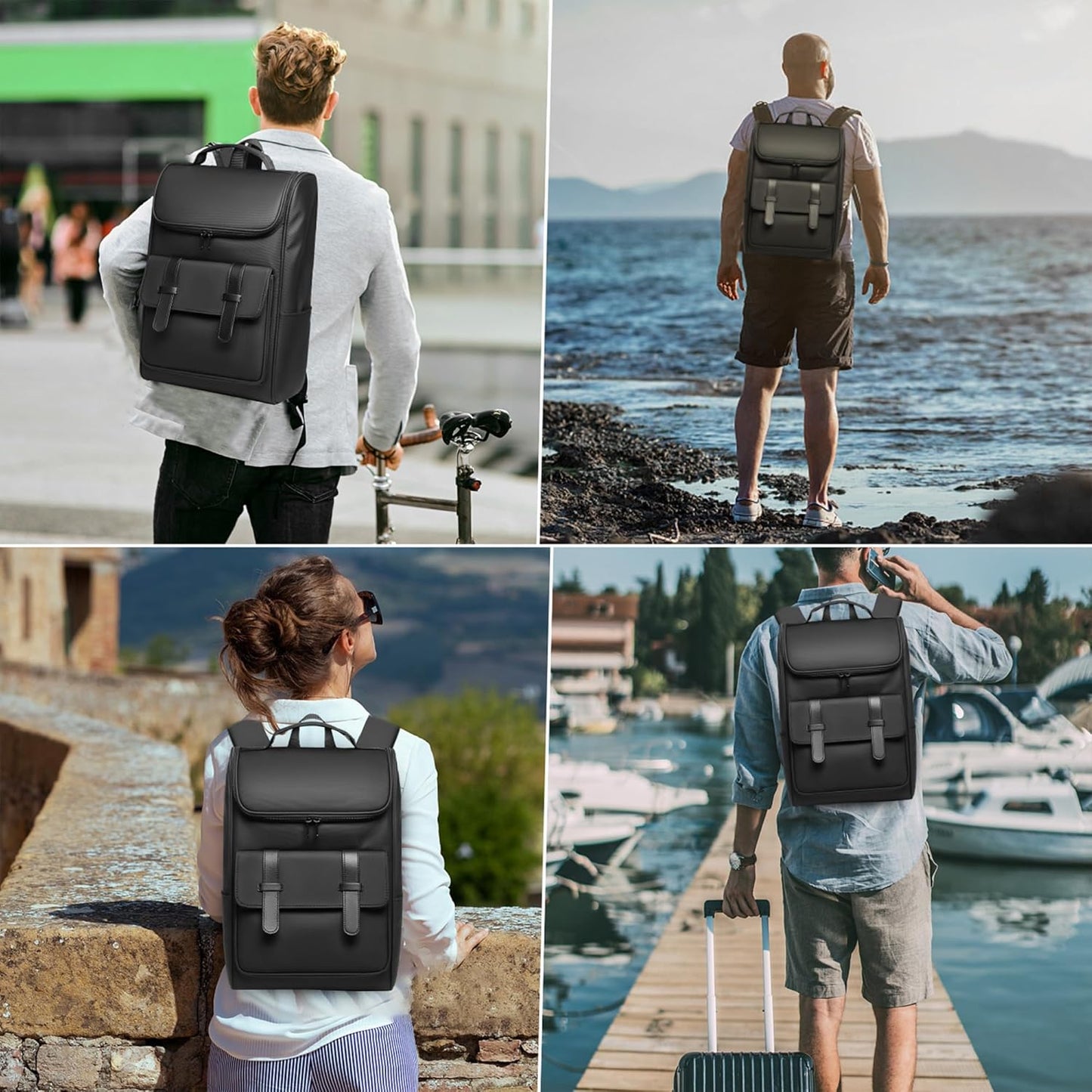 Vintage Laptop Backpack for Men & Women - 15.6 Inch Travel Backpack - Waterproof Business & College Backpacks - Casual Daypacks for Work & Office