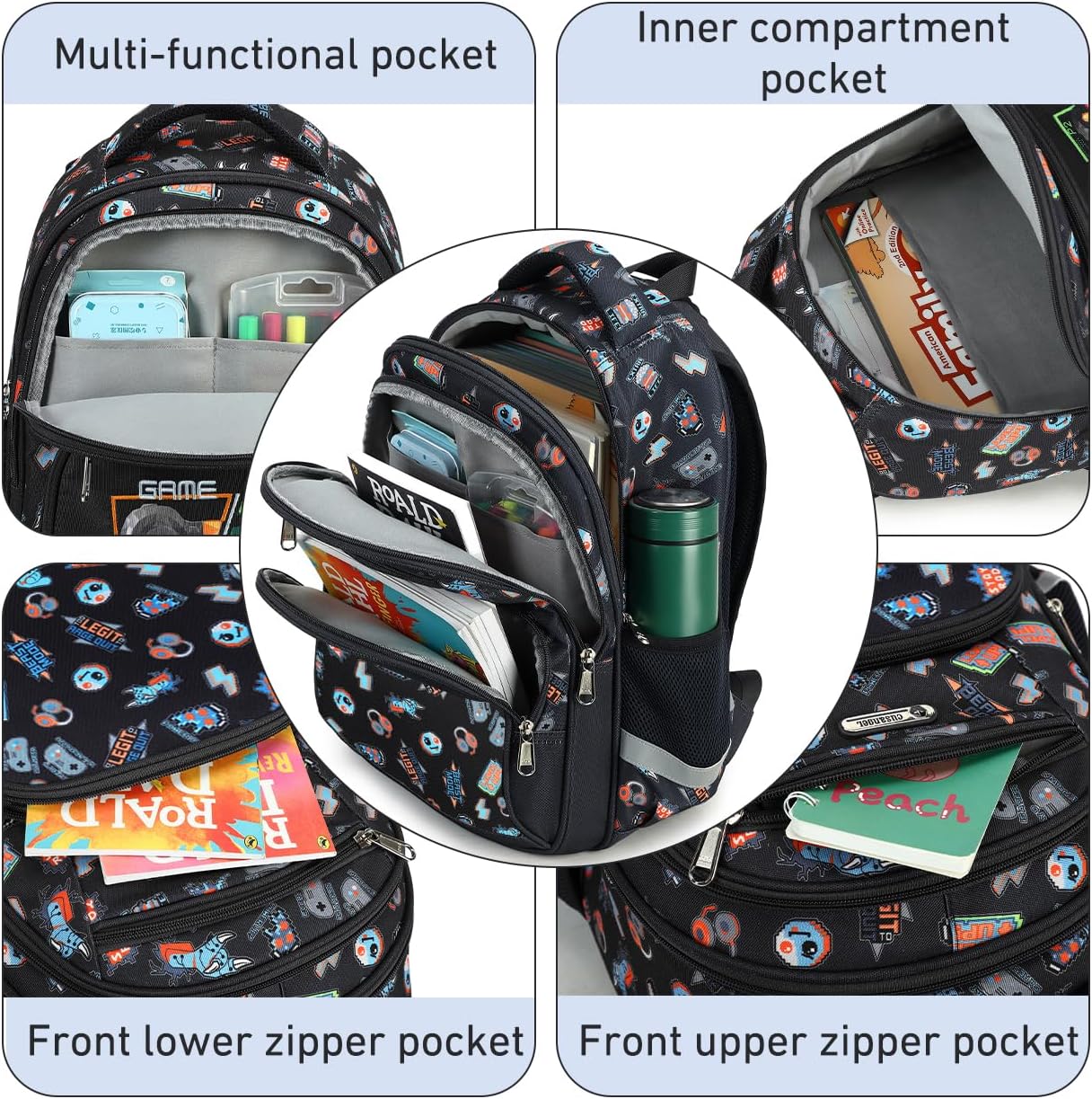 Cusangel Kids school Backpack with lunch bag for Girls,Elementary 6-10years Bookbag nylon large capacity backpack,Daypack