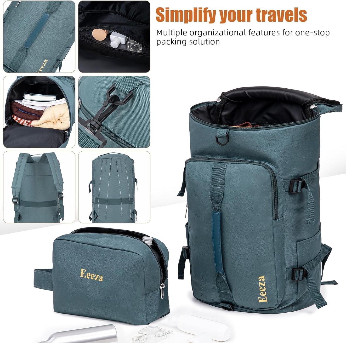 Expandable Luggage Sets 21"/25"/30" 5 Piece Luggage Set,Suitcase Sets with ABS Hard Shell Lightweight TSA Lock and Detachable Double Spinner Wheels(DarkGreen,BP/TB)