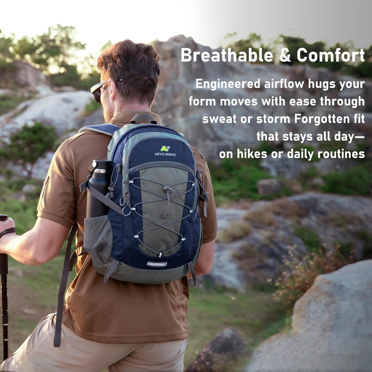 N NEVO RHINO Hiking Backpack 20L Water Resistant Outdoor Day Pack,Lightweight Travel Small Backpack