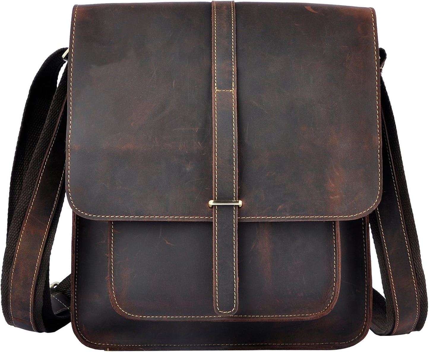 Le'aokuu Mens Genuine Leather Messenger Shoulder Sling Satchel Bag Cross Body