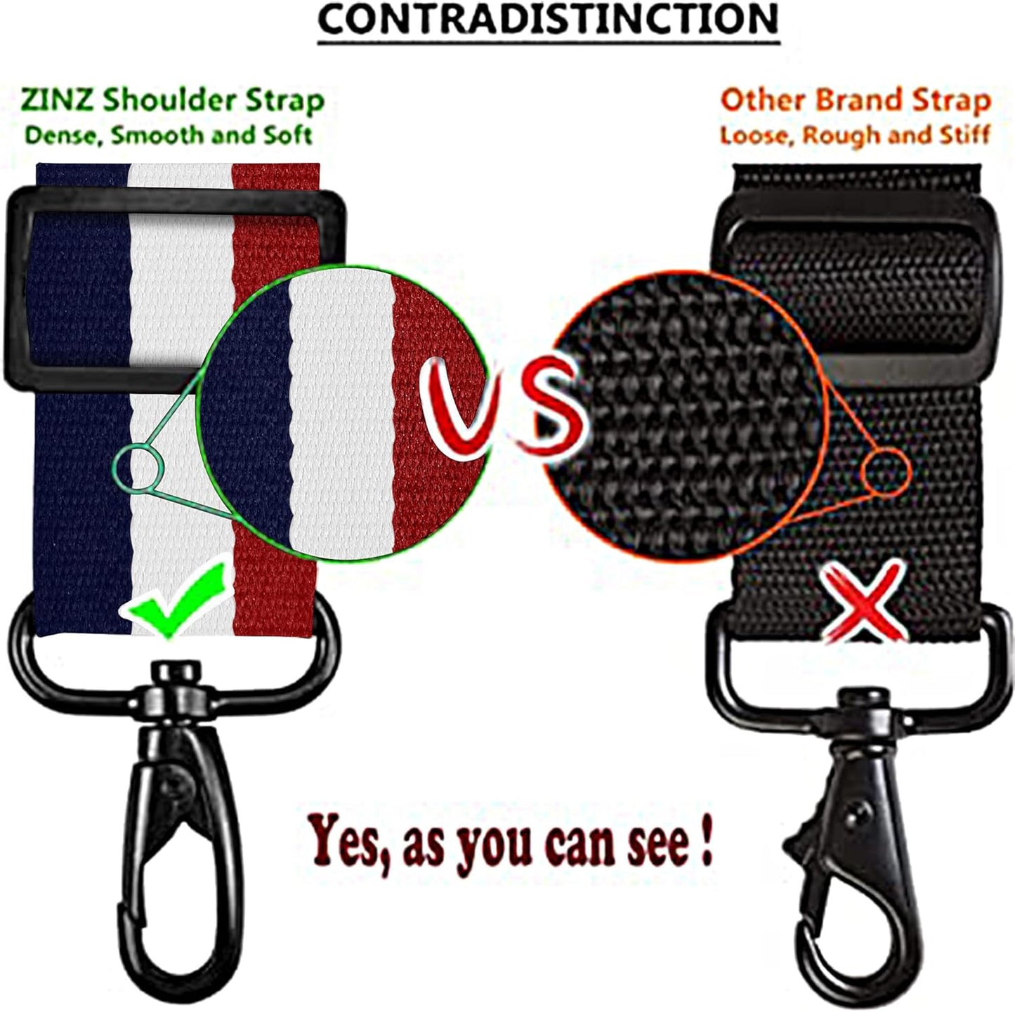 ZINZ Bag Shoulder Strap, Padded Adjustable Shoulder Strap Replacement