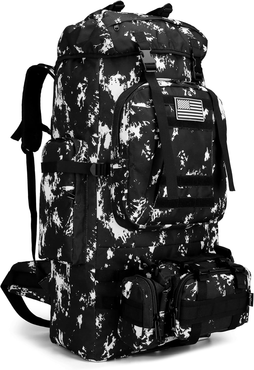 King'sGuard 100L Camping Hiking Backpack Molle Rucksack Military Camping Backpacking Daypack (Black