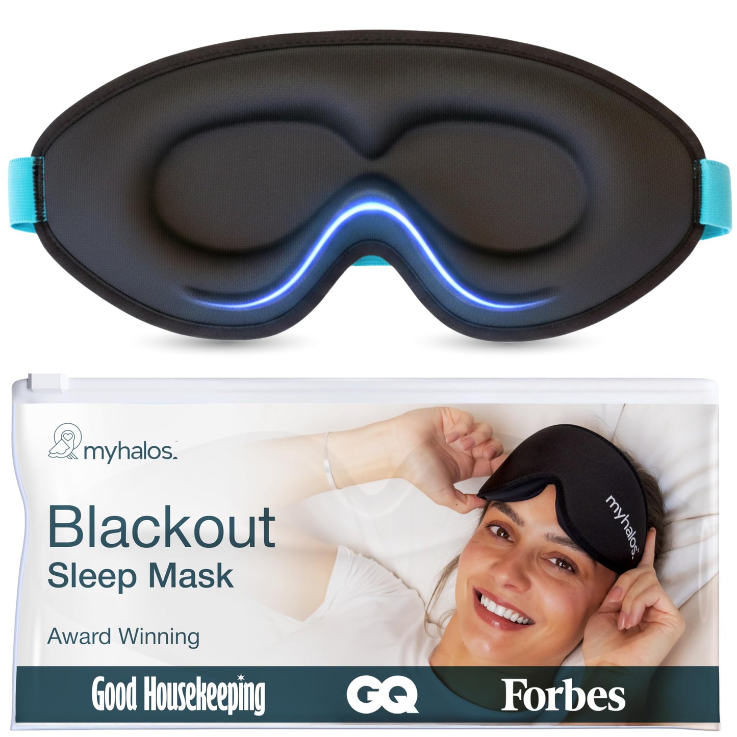 MyHalos® Sleep Mask for Men and Women, 3D Blackout Eye Masks for Sleep