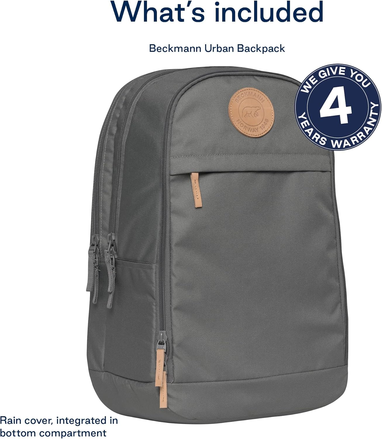 Beckmann URBAN Backpack for Teens and Adults – Lightweight, Ergonomic, Stylish & Functional Design, 30L Capacity, Laptop compartment- Recycled Materials – School, Work, or Travel. FOGGY GREEN