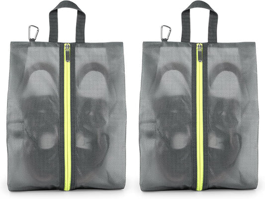 2 Pack Shoe Bags for Travel, Sneaker Bags, Waterproof Travel Shoe Bags with Zipper for Packing, Golf Shoe Dust Bags for Man and Women, X-Large, Grey