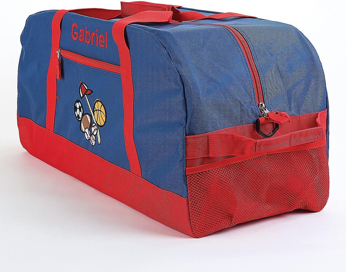 Lillian Vernon All Sports Personalized Medium Duffel Bag for Kids - Soccer, Basketball, Basketball, Boys Sports Bag 11 x 12 x 23 inches