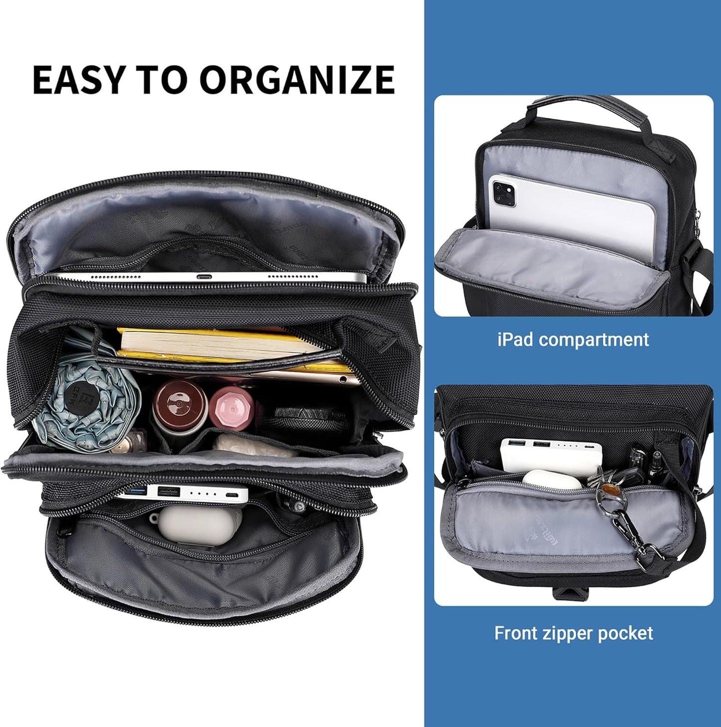 WITZMAN Crossbody Bags for Men Travel Shoulder Bag Lightweight Man Purse Small Casual Messenger Bag for Work Traveling