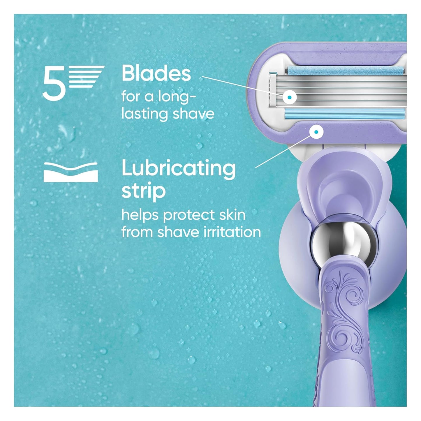 Gillette Venus Deluxe Smooth Swirl Womens Razor Blade Refills, 6 Count, Moisture Ribbon to Protect Against Irritation