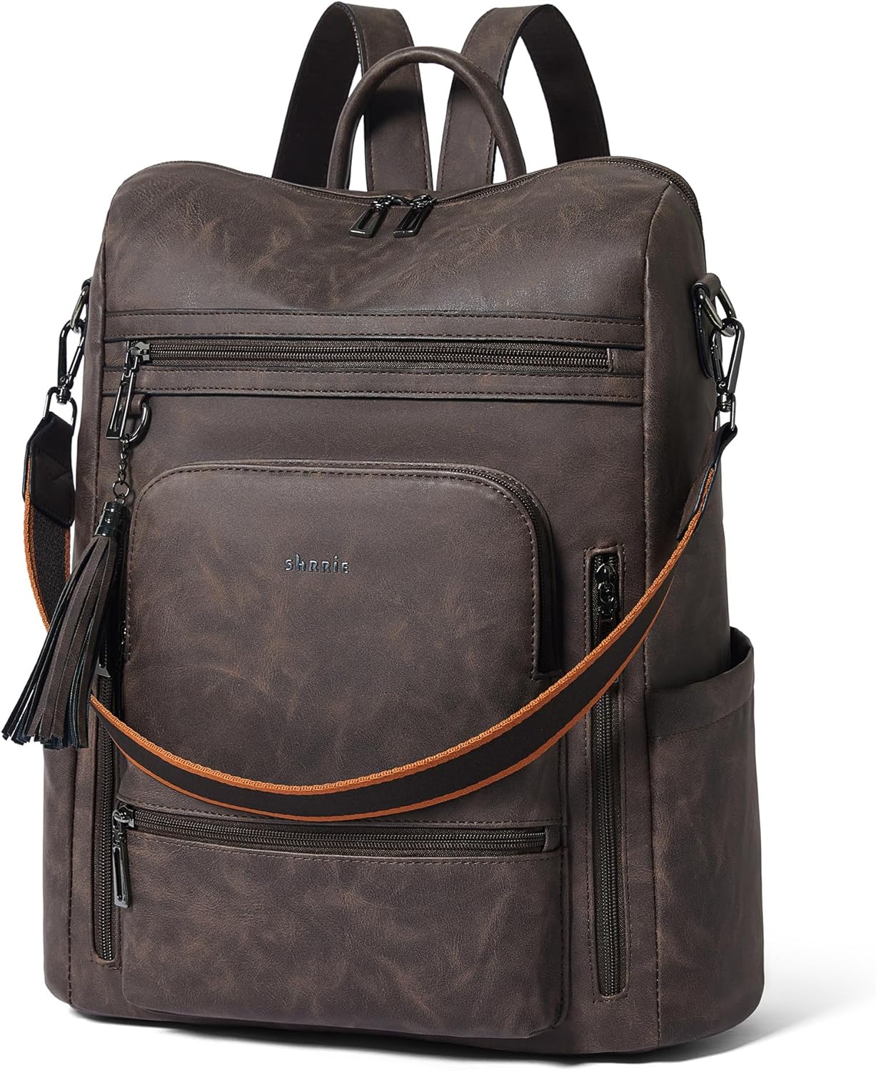 Shrrie Vegan Leather Laptop Backpack for Women 15.6 inch Work Backpack Fashion Travel Backpack
