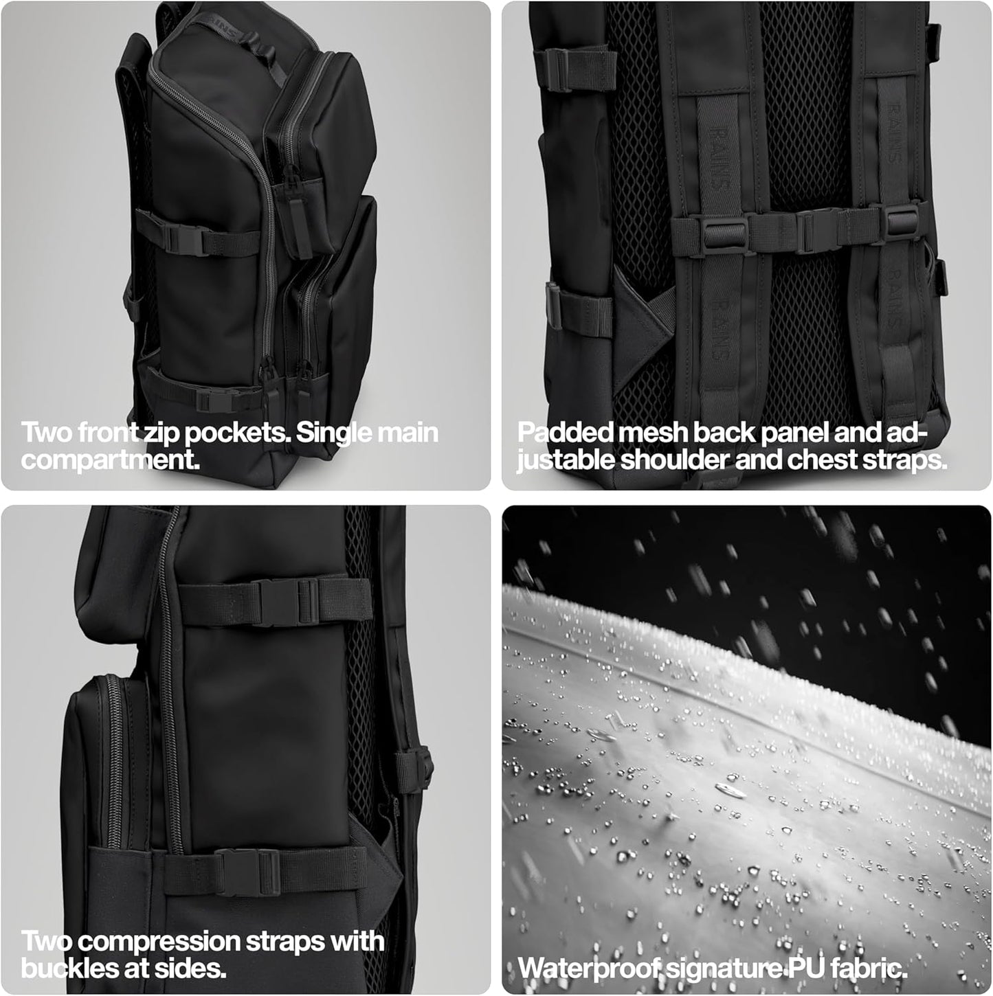 RAINS Trail Cargo Waterproof Casual Daypack Backpack (Green)
