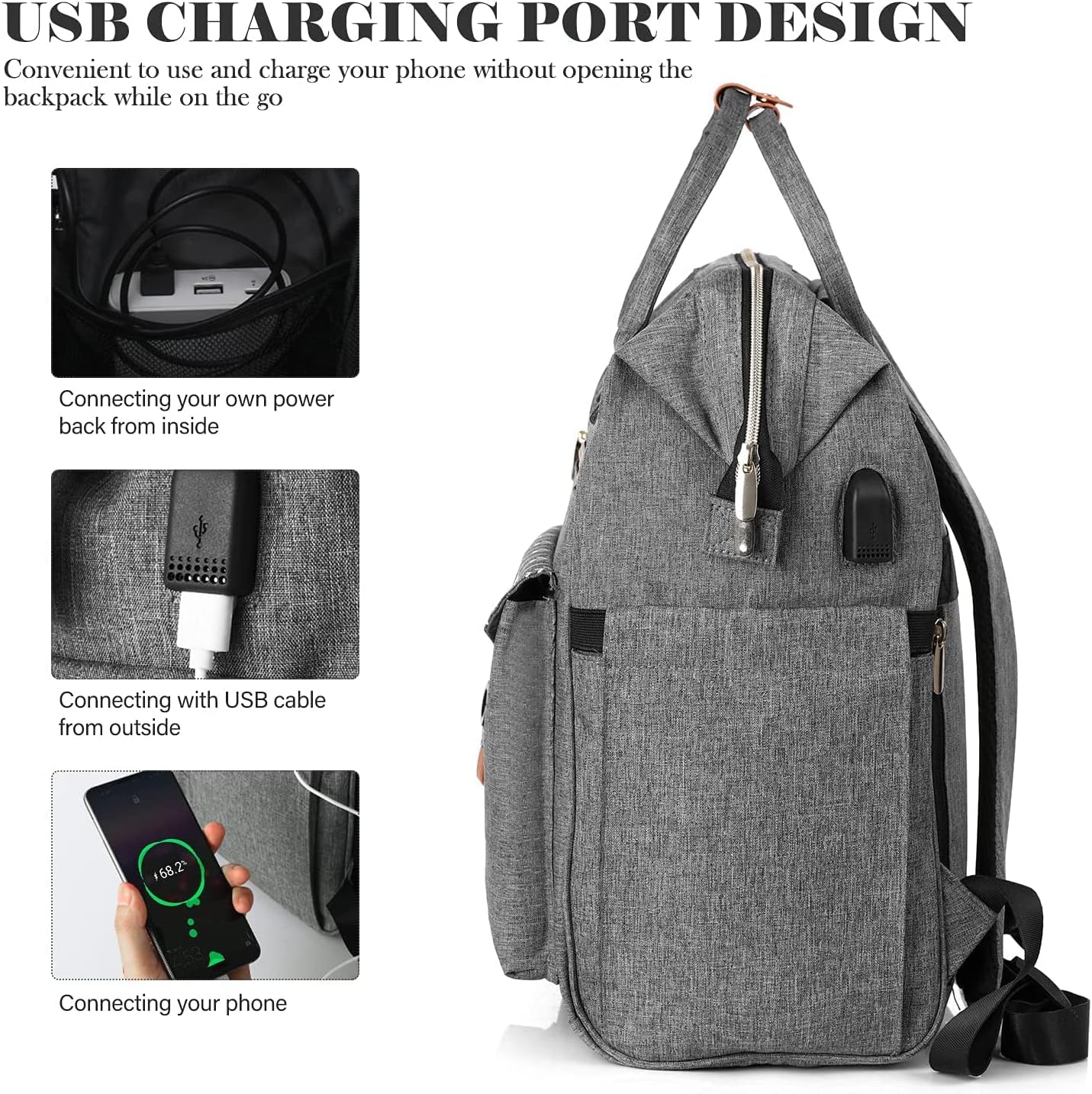 Travel Backpack for Women, Laptop Backpack with Usb Charging Port, Anti Theft Water Resistant College School Bookbag Computer Backpack Fits 17.3 Inch Laptop Notebook