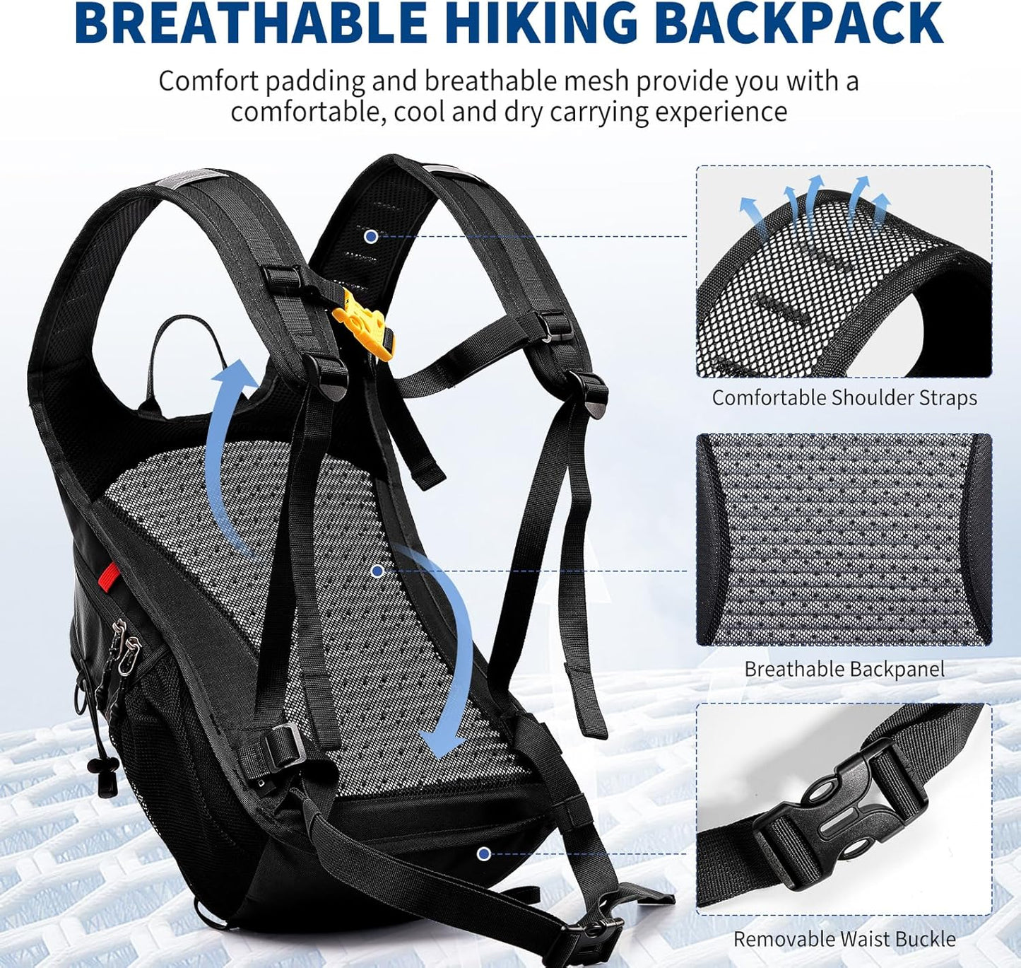 OIWAS Small Hiking Backpack - 15L Hiking Backpacks Water Resistant Camping Backpack Lightweight Hiking Daypack with Hydration Bladder Outlet