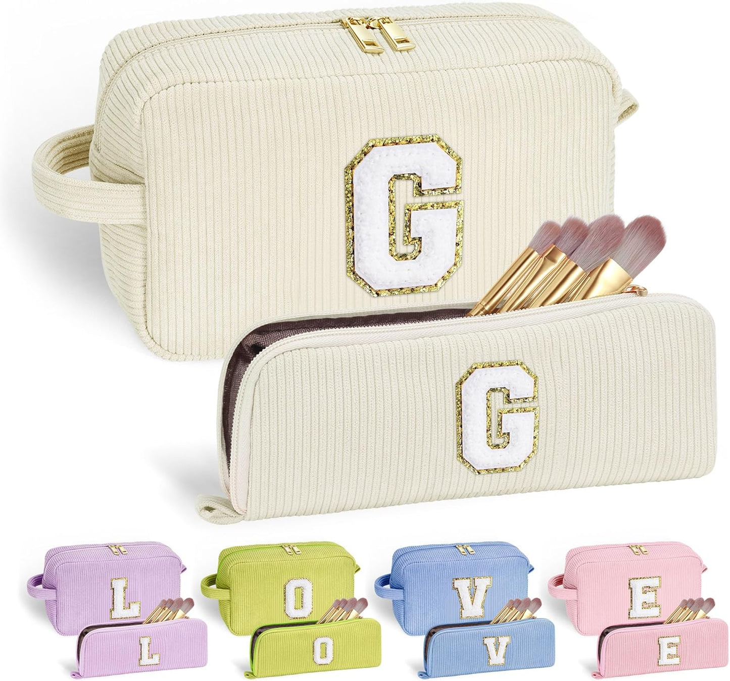 YOOLIFE Initial Travel Makeup Bag Cosmetic Bag - Teen Girl Gifts Trendy Stuff Friend Birthday Gifts for Women Teen Girl Kids