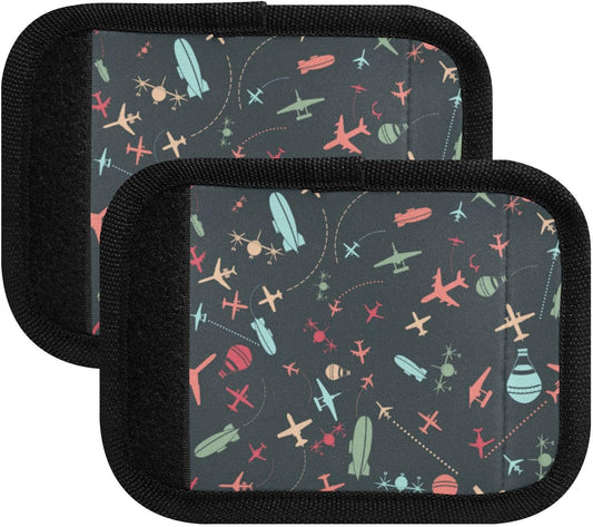 2Pcs Luggage Handle Wrap Suitcase Identifier Handle Covers Tags Soft Travel Bags Luggage Handle Gripper Accessories for Airplane Flying Airplane Pattern