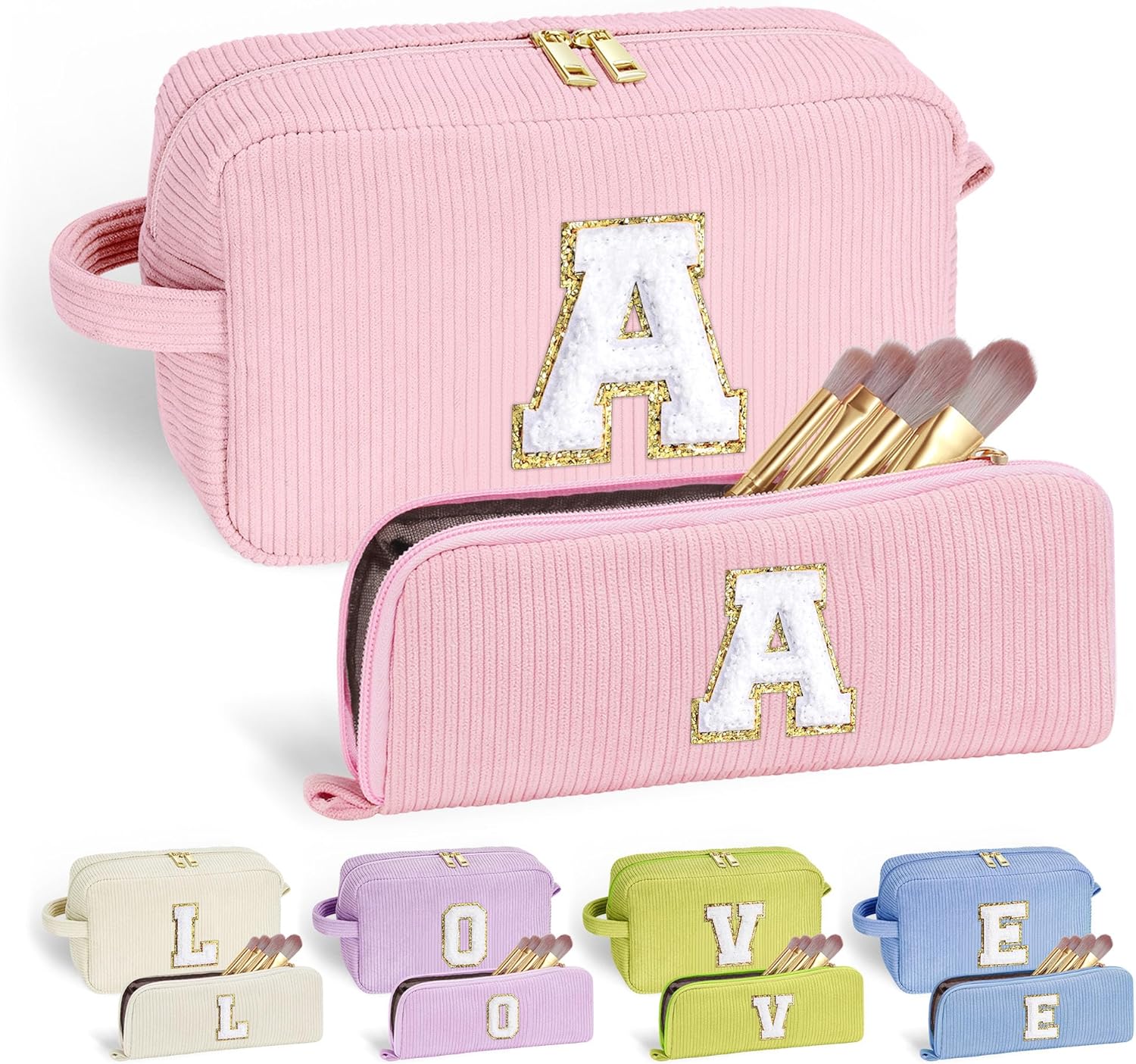 YOOLIFE Initial Travel Makeup Bag Cosmetic Bag - Teen Girl Gifts Trendy Stuff Friend Birthday Gifts