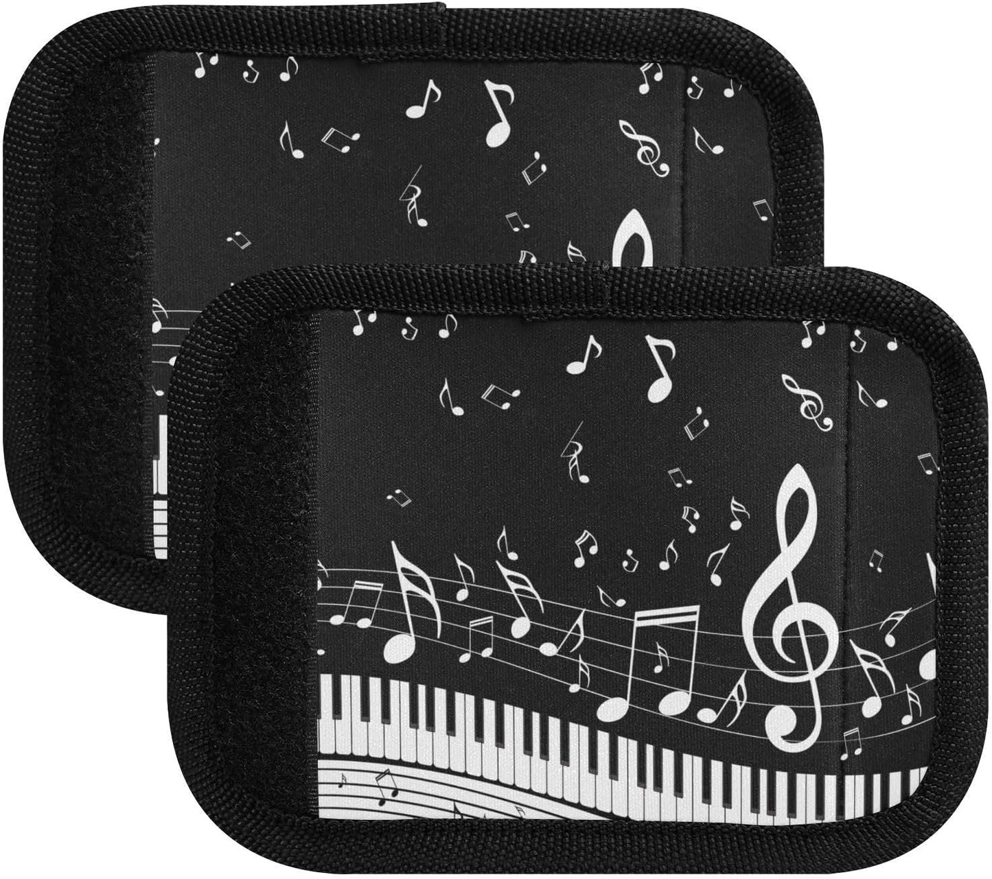 Music Notes Piano Keys 2 Pack Luggage Handle Wrap for Suitcase Luggage Identifier Travel Tags Handle Protection Sleeve Cover