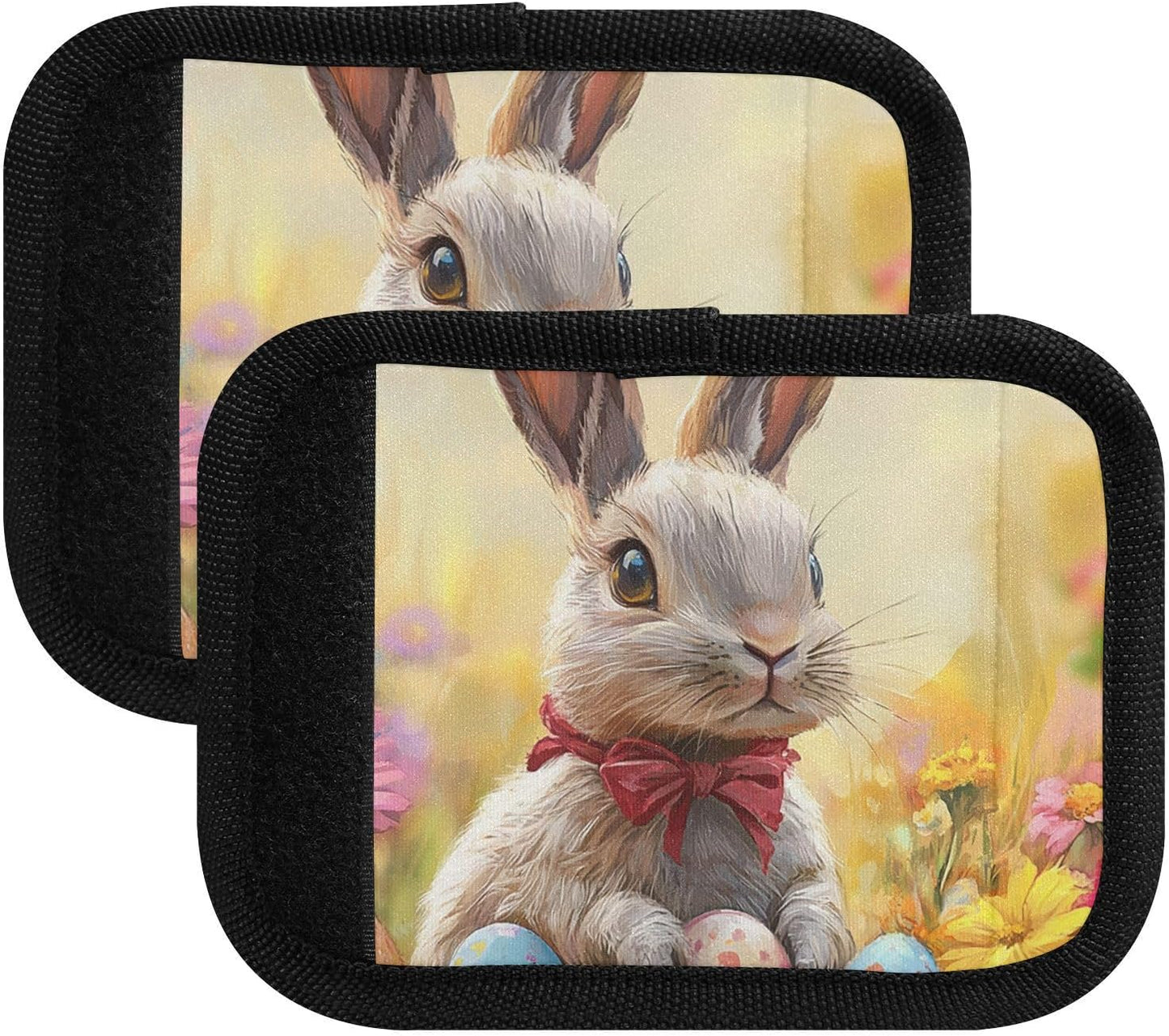 Easter Bunny Easter Egg 4 Pack Luggage Handle Wraps Covers for Suitcase Identifiers Bag Tags Travel Accessories