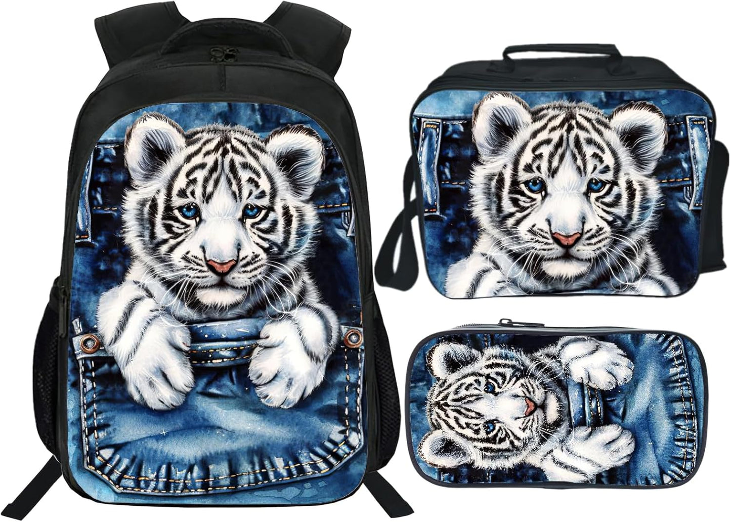 Kids Backpack School Bookbag 16inch Schoolbag With Lunch Box Bag And Pencil Case Set For Boys Girls