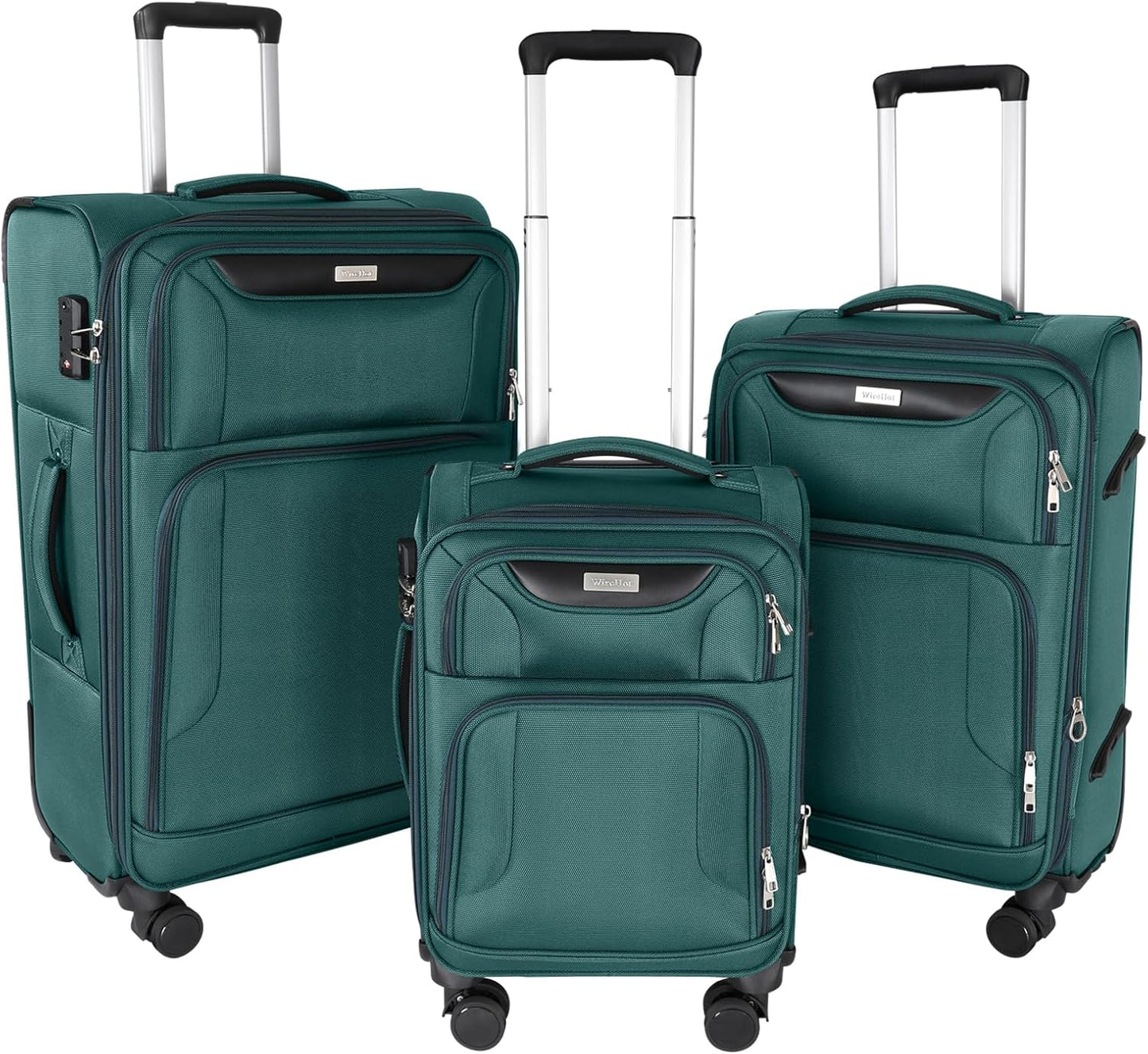 3-Piece Softside Expandable Luggage Set with Front Open Pocket, Lightweight and Durable Oxford