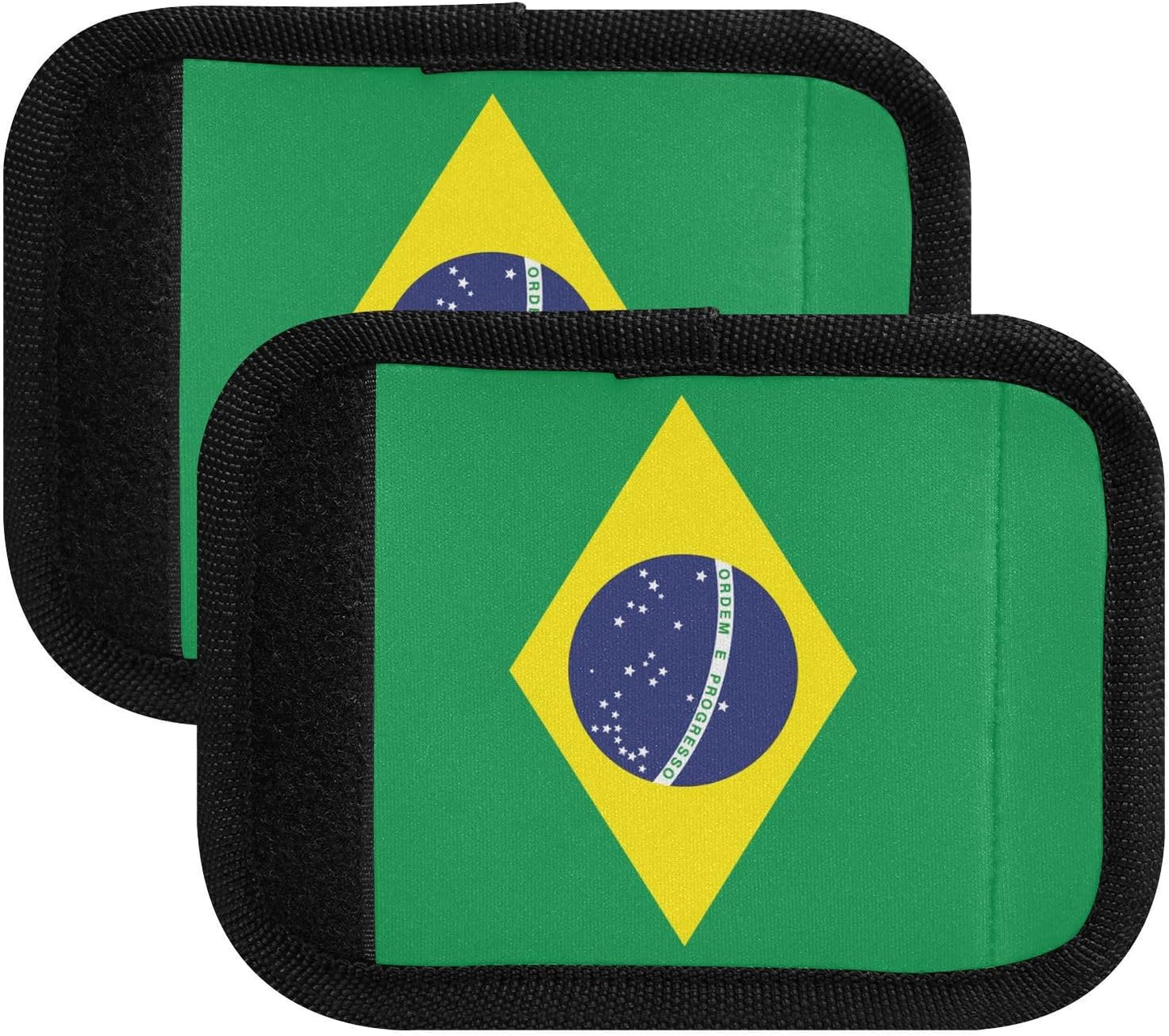 Brazil Flag 2 Pack Luggage Handle Wrap for Suitcase Luggage Identifier Travel Tags Handle Protection Sleeve Cover