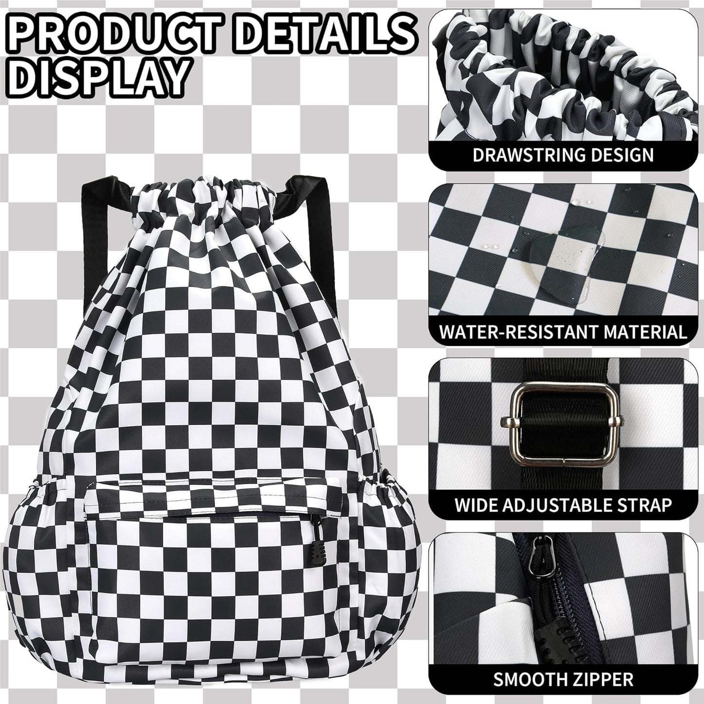 Drawstring Backpack for Women Drawstring Gym Bag Water Resistant Small Cinch Sack Pull String