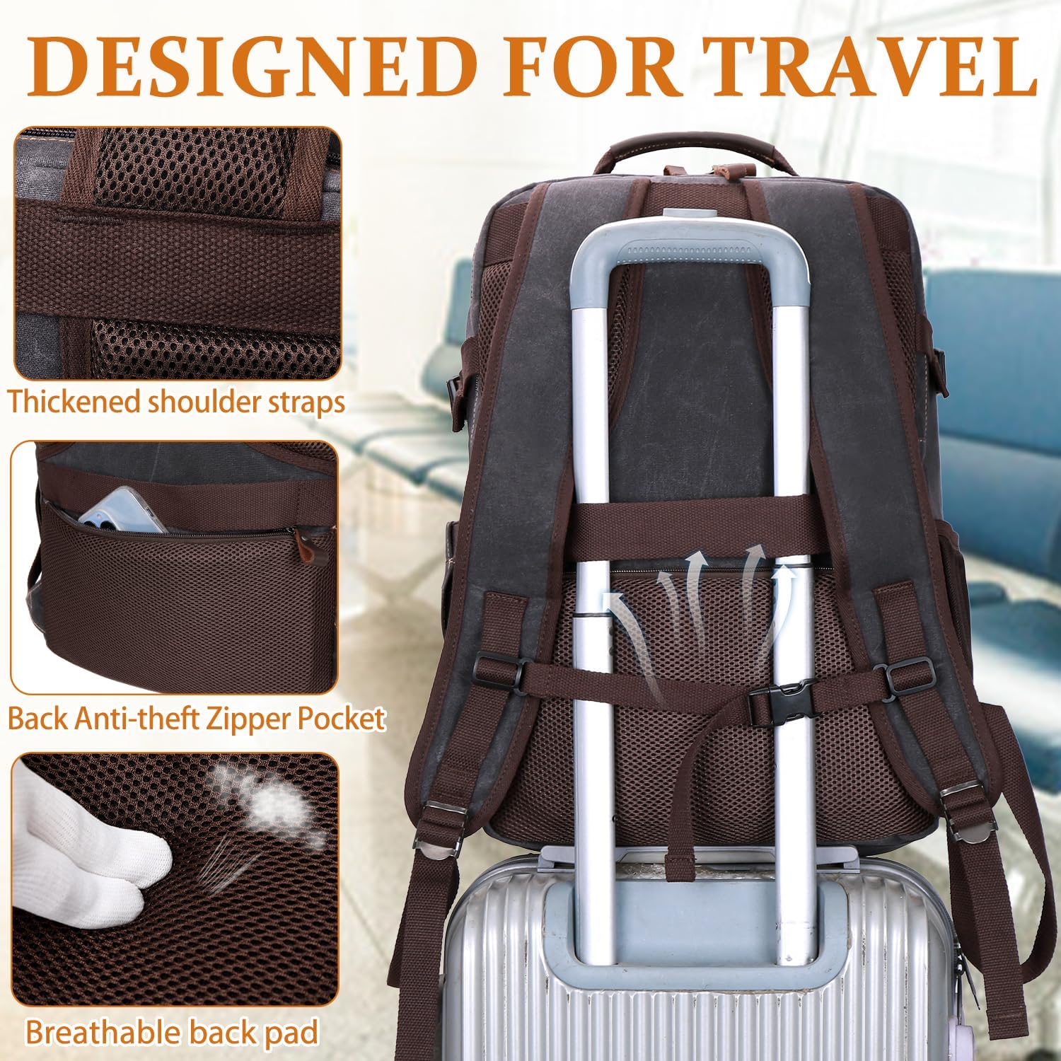 Travel Backpack for Men Carry On Backpack Flight Approved Personal Item Backpack, 18.4 inch Laptop