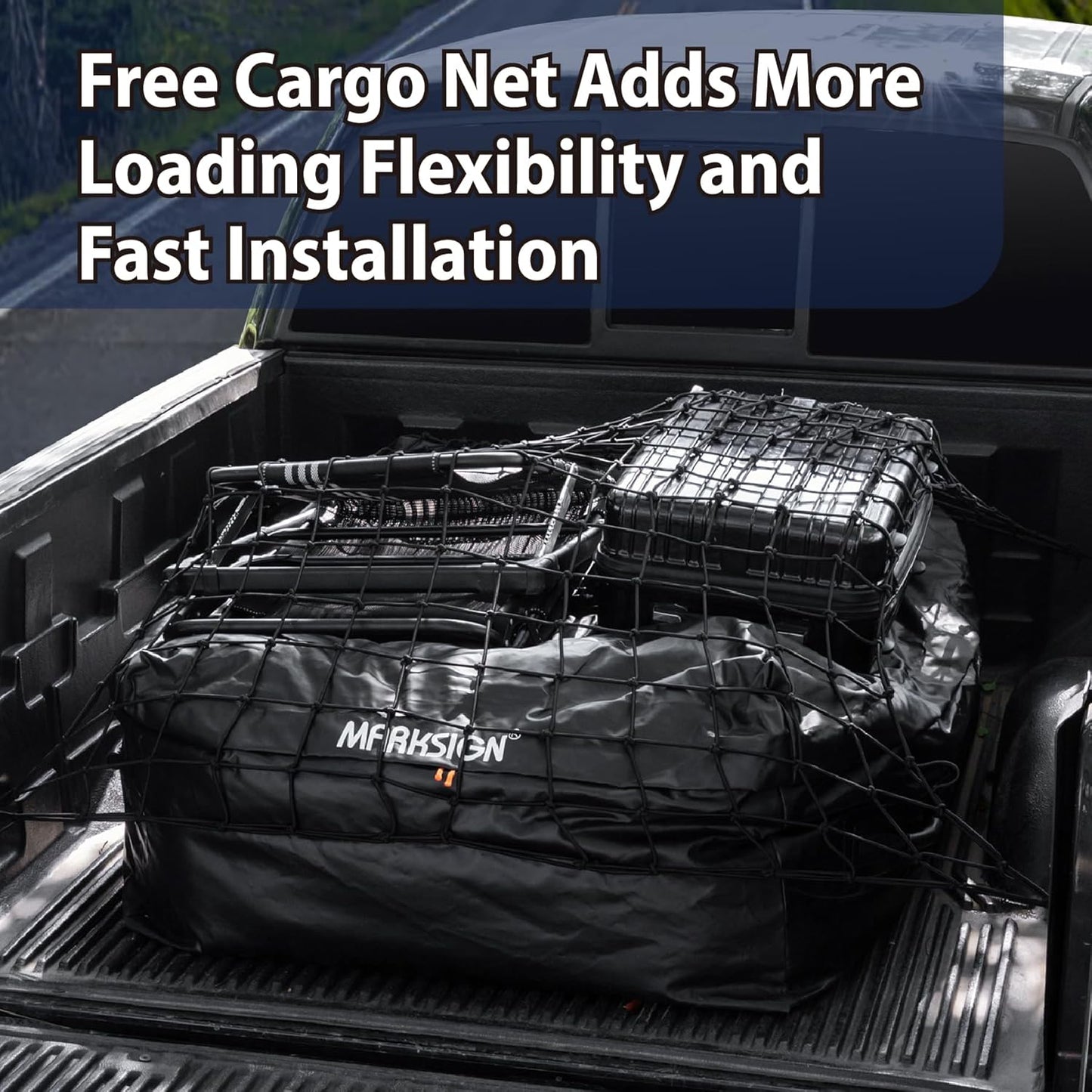 Truck Bed Bag with Cargo Net, 100% Waterproof Truck Cargo Bag Fits Any Truck Size with 4 Handles, 26 Cubic Feet (51''x40''x22'', Patent Pending)