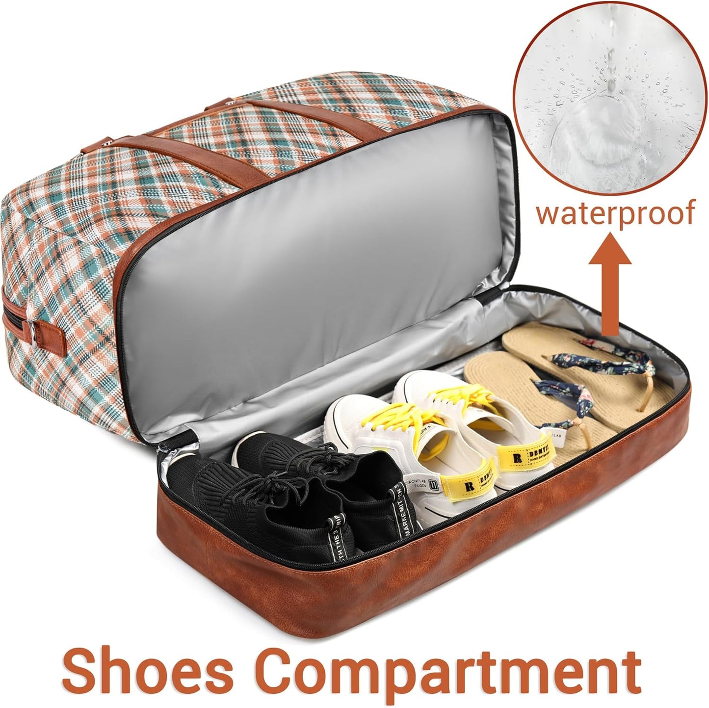 Weekender Bag for Women, Large Overnight Bag Canvas Travel Duffel Bag Carry On Tote with Shoe Compartment 21" 3Pcs Set