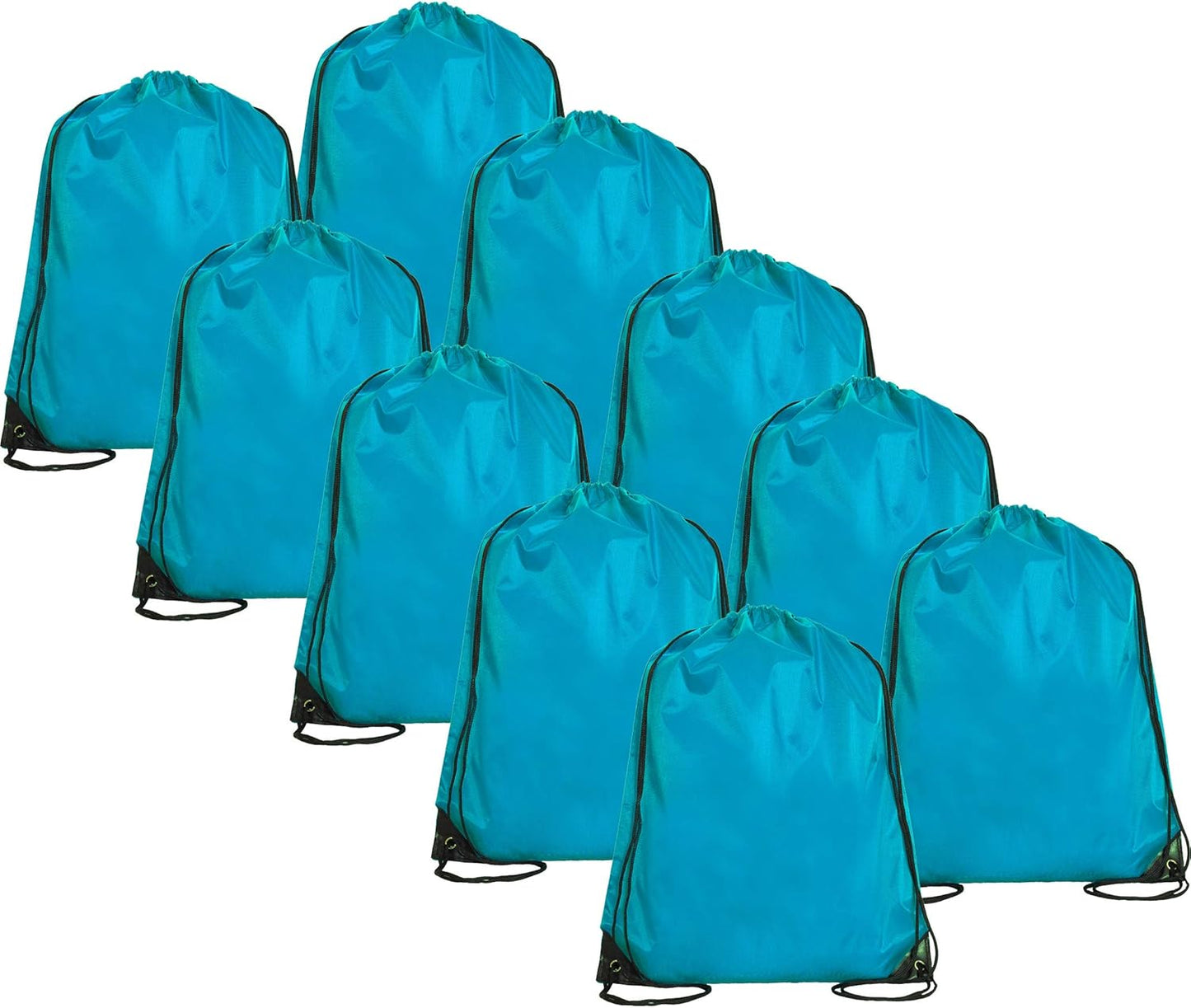 Threadart Drawstring Backpacks - Pack of 10 - Aqua | Sports Cinch Sack String Backpack | For Gym